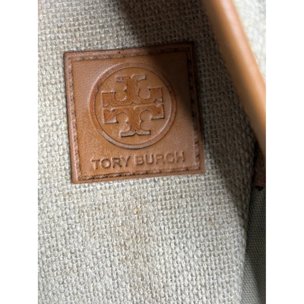 NEW W/ BOX Tory Burch Sally Canvas Espadrille Wedge Sandals Womens Beige US 8.5